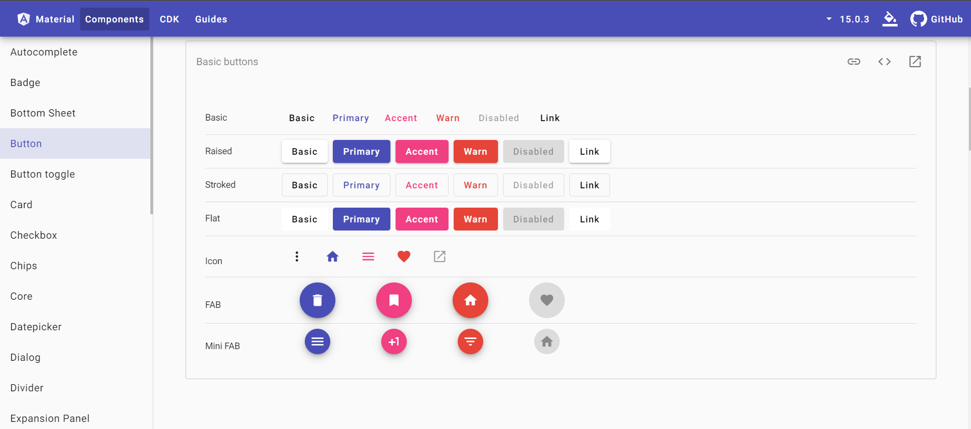 Angular Material Buttons